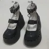Scarpe vestiti goth punk sexy loli raight scuro testa rotonda spessa scarpa nera/bianca da scarpe estate sandali roccia latatta piattaforma