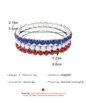 Braccialetto in resina in rame in rame in rame in rame bracciale elastico 3pcs - fila singola zircone completo per le donne giorno di indipendenza