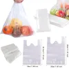 100pcs 28.5x18cm 20x30cm T-Shirt Carry-Out Bags Plastic Grocery Bags White Sturdy Handled Bags,Standard Supermarket Size