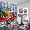 Duschvorhänge vier Stück Santa Print Vorhang Polyester Badezimmer