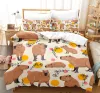 2023 Kawaii Capybaras Bedding Set single Twin Full Queen King Size Bed Set Aldult Kid Bedroom DuvetCoverセット3Dベッドカバーセット