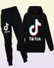 Kids tracksuit jongens casual kleding 2 stuks set broek kostuum print tik tok sport pak voor meisje tiener lange mouw sweatshirt hoodie3733032