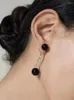 Boucles d'oreilles étalon en laiton naturel noire jade double balle femmes bijoux punk fête t show-robe piste coréenne japon