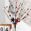 Simulated flowers American Independence Day decorations National Day party decorations red white blue fivestar berries 240412