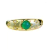 Cluster Anneaux Springlady Vintage 18K Gold plaqué 925 Silver Silver OVAL 3 4 mm Green Jade Gemstone Ring For Women Widding Engagement