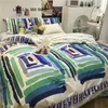 Set di biancheria da letto verde acqua vintage doppia regina piena king size letti di letti ragazze adulti letto flat flowcase piumino con piumino