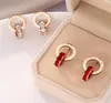 Small studs designer jewelry Titanium steel colors double ring Roman numerals red and white diamond stud earrings for women simple3673109