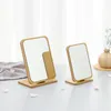 Miroir de maquillage en bois simple Miroir de maquillage de bureau rotatif de bureau Dormitory Pliage Vanity Mirror Home Decoration