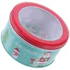 Storage Bottles Christmas Tin Box Jewelry Case Cookie Tins With Lids Crackers Containers Decor Round Jar Candy Holder