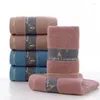 Towel 5Pcs/Set Dark Color Thicken Cotton Face Bath Household Daily Cleaning Product Sets Home Textile