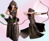 中世のコスプレファッション女性アニメバイキングルネッサンスフード付きアーチャーレザーロングドレスノースリーブマスカレード2022新しいT22084710085