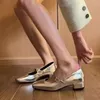 Sapatos casuais bombas de salto baixo sólido para mulheres 2024 Summer Fashion Fashion Toe de um lado para fivela de uma linha de uma linha raso raso pu Pu