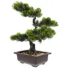 Decorative Flowers Artificial Bonsai Pine Tree Faux Potted Plant Desk Display Fake Pot Ornaments