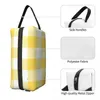 Cosmetic Bags Mustard Yellow And White Plaid Wide Stripes Toiletry Bag Makeup For Women Beauty Storage Dopp Kit Case