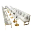 Ny 2024 Modern Luxury Cafe Restaurant Coffee Shop Dining Furniture Soxa Booth Golden Metal Frame Table and Chairs Set