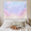 タペストリーカラフルなピンクの雲のタペストリー - 寝室のためにぶら下がっている自然の風景の壁ティーンドームインディー装飾ポスターブランケット