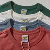 여름 남성 빈티지 인쇄 Tshirt 미국 캐주얼 둥근 목 순수면 세척 브러시 슬리브 바닥 셔츠 240329