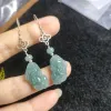 925 Inclay Inclay Birmane Emerald Jade Blue Water Pixiu Rague d'oreille Perles Perles Natural Green Ajustement Femmes Bijoux Personnalisés