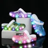 kids slides LED lights slippers beach sandals buckle outdoors sneakers shoe size 20-35 41Xc#