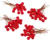 Fleurs décoratives 10 mm 100pcs baies de Noël artificielles fausses baies de houle couronne de feuille de feuille d'hiver décoration de maison de maison