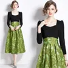 Casual Dresses Runway Design Fashion High Quality Jacquard A Line Ball Glows Party Dinner Vintage Elegant Dress Clothing