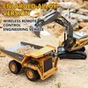 RC Excavator Damper Araba 2.4G Uzaktan Kumanda Mühendislik Araç Paletli Kamyon Buldozer Oyuncaklar Erkek Çocuklar Noel Hediyeleri 240329