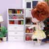 1:12 Dollhouse Miniature Cabinet Floor Shelf Bookcase Mini White Furniture Display Case Doll House Accessories Wooden Cupboard