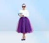 Mode Regency Purple Tule -rokken voor vrouwen Midi lengte hoge taille gezwollen formele feestjes tutu volwassen rokken4633215