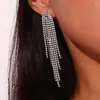 Dangle Earrings Exaggerated S-shaped Curve Zircon Splice Tassel Dinner Luxurious 18K Gold Plated Women's 316L Stainless Steel Jewelry