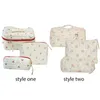 Cosmetic Bags 3Pcs Quilted Travel Makeup Pouch Bag Set Cotton Zipper Organizer Storage For Women And Girls