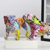 créatif coloré anglais bulldog figurines modernes graffiti art décorations de maison librairie libr