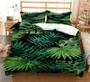 Green Leaf Fresh Imprimé à imprimé, confortable et à la litière respirante Ensemble de literie 3PCS Modèle de paysage vert imprimer des lits pour la famille