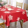 Nappe de Noël en satin classique Green / Red Snowflake Brodemery Table Couverture pour 2024 Noël Home Hotel Dining Table Table