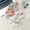 Scarves Fashion Cotton Triangle Scarf Cartoon Floral Women Lace Decorative Shawl Neck Headscarf Narrow Neckerchief A071