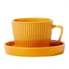 Cups Saucers 3 Color Corrugated Coffee Cup European Retro Ceramic Light Luxury Elegant Three-dimensional Milk