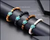 Charm Bracelets Sea Turtle Beads Strand Bracelets For Women Men Classic Lava Stone Tiger Eye Turquoise Elastic Friendshi Dh23361281