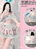 Casual Dresses Korean Fashion Sweet Women 2024 Dress Sexy Split Lolita Printed Maid Uniform Elegant H8PQ