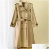 Trench femminile femminile Spring Womens e Autunno 2023 Classico British British British a doppia lunghezza Abbigliamento per la consegna di cabina per caviglia Dhrka Dhrka