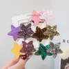 Korean Gradient Rainbow Star Girls Hairspin Laser Pargin Baby Clip Vijfsterren Childrens Hair Accessoires Love Peach Heart Hairepin