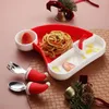 Dinnerware Sets Dinner Plate Divided Plates Kids Silicone Toddler Fruit Dish Baby Feeding Supplies Spoon Fork Child