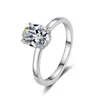 Sier S925 Sterling weiblicher Ringtemperament Taube Ei Mosang Stein 2 Kombination Ehering Mosang Diamond Ring Weibchen