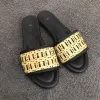 Ny stil sandal platt lyxiga toffel pool strand glid walk signatur casual skor läder herrar skjutreglage kvinnors sko mule designer sommar loefer rese utomhus sandale