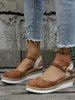 Scarpe eleganti Donne estive in lino semplici sandali a cuneo da 6 cm sandali bohémien Ladies fatti casual comodi pompe piattaforme di espadrilles