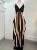 Robes décontractées femme sexy robe de mode design de mode rayures coloré le soir d'anniversaire de fête maxi pour