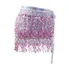 Tassel Belly Dance Short Hip Scarf for Women Sequin Fringe Skirt for Latin Dance Cha Cha Stage Performance Dancer Music Festival