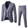 Mens Suit Slim 3 Piece Business Wedding Party Jacket Vest Pants Coat European American Style Social Dress Shirts 240412