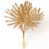 6 stks kunstmatige planten gouden plastic eucalyptus bladeren huisdecor kerstkrans decoraties bruiloft bloem arrangement plant