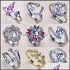 Schmuckeinstellungen Neue Stile Perle Ringe Zirkon Ring 925 Sier für Frauen Mädchen verstellbar leere diy Geschenk Drop Lieferung Dhgarden DHSWK