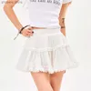 Jupes mini jupe femme Summer kawaii en dentelle patchwork sexy blanc haute taille a-line lolita jupe à volants