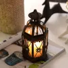 Titulares de vela Metal Glass Solter Lantern Stand à prova de vento para casamento de aniversário Decoração de festa de Halloween de Halloween